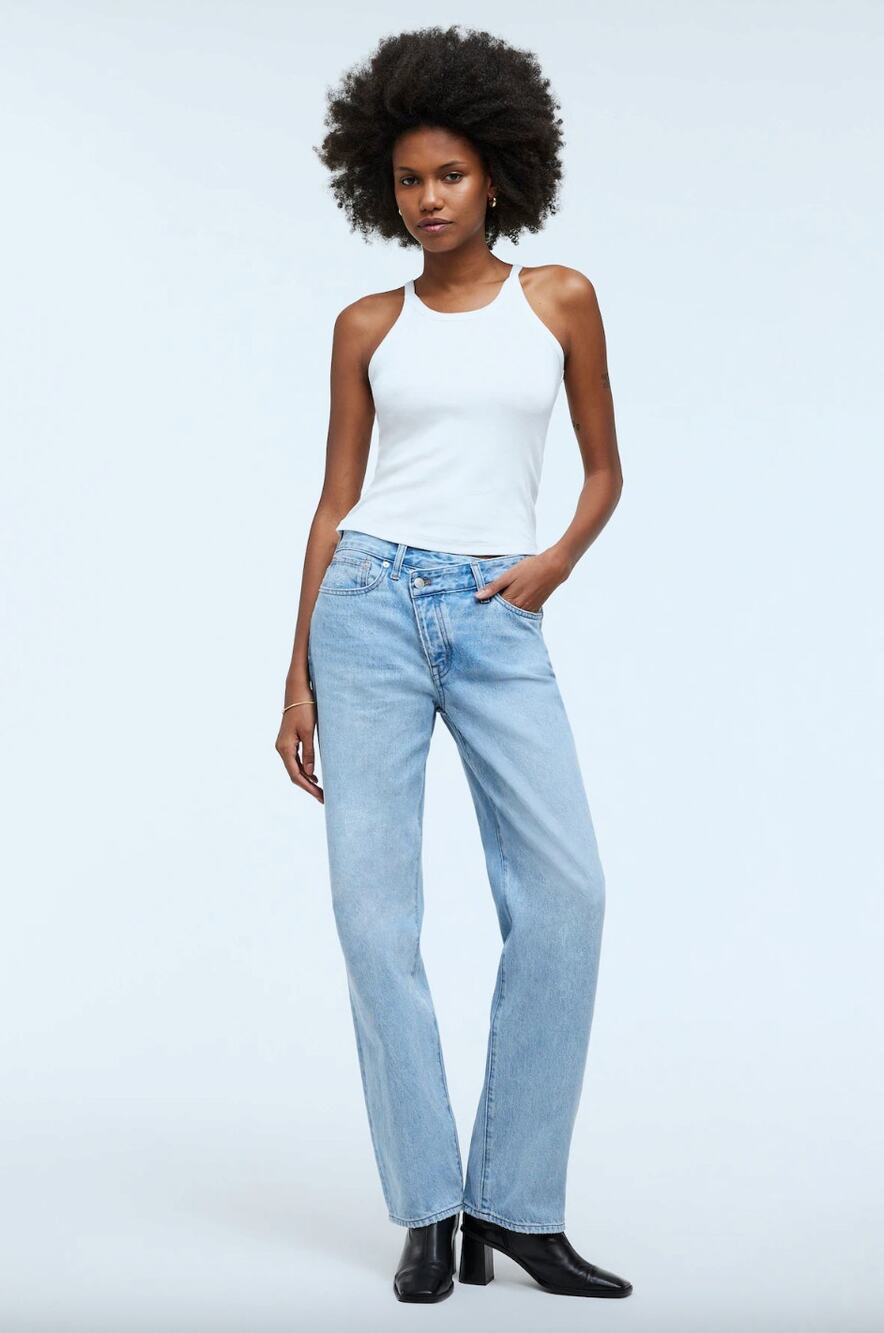 Madewell Low-Slung Straight Jeans With Criss-Cross Waistband Size 26 Casual